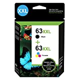 MOOHO Remanufactured Replacement for HP63 Ink Cartridges HP 63 XL 63XL 63XXL Combo Pack for Envy 4520 4512 4516 OfficeJet 3830 3833 4650 5255 5258 Deskjet 1112 2130 3630 Printer (1 Black, 1 Color)