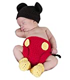 Jastore® Photography Prop Baby Costume Cute Crochet Knitted Hat Cap Girl Boy Diaper Shoes Mouse Red