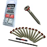 Concrete Screw - Red Seal Moisture Barrier High Performance - Flat Head Concrete Screws - Concrete Anchor 1/4' X 2-1/4' Kit Includes 12 Screws, 1 Drill Bit and 1 Driver Bit …