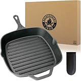 Backcountry Iron 8 Inch Square Grill Pan Medium Pre-Seasoned Cast Iron