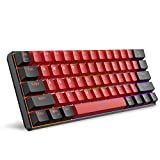Snpurdiri 60% Wired Mechanical Keyboard, Mini Gaming Keyboard with 61 Red Switches Keys for PC, Windows XP, Win 7, Win 10 (Black-Red, Red Switches)