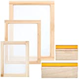 Colovis Screen Printing Frame and Squeegee Kit for Home or Small Business, Include 3 PCS Wooden Screen Printing Frames with Mesh and 2 PCS Screen Printing Squeegees