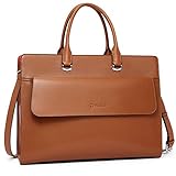 BOSTANTEN Briefcase for Women 15.6 Inch Laptop Shoulder Bag Leather Business Messenger Bags Brown