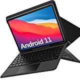 2023 Newest 2 in 1 Tablet 4GB+128 Storage+512GB Expand 10 inch Android 11, Octa Core Processor, HD Touchscreen,13MP Dual Camera, GMS Tablet with Detachable Keyboard