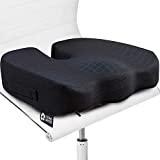 Seat Cushion Pillow for Office Chair - Memory Foam Firm Coccyx Pad - Tailbone, Sciatica, Lower Back Pain Relief - Contoured Posture Corrector for Car, Wheelchair, Computer and Desk Chair