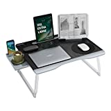 Laptop Bed Table, XXL Bed Trays for Eating, Laptops, Writing, Study and Drawing- Laptop Desk for Bed, Sofa and Couch- Folding Laptop Standwith Portable Book Stand and Drawer Storage, by NEARPOW