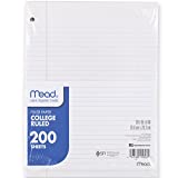 Mead Loose Leaf Paper, 3 Hole Punch Reinforced Filler Paper, College Ruled Paper, 10-1/2' x 8', 200 Sheets (15326)