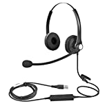 USB Headset with Microphone Double Sided for Business Skype Work from Home Call Center Office Video Conference Computer Laptop PC VOIP Softphone Telephone Noise Cancellating Headset Headphone
