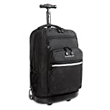 J World New York Sundance Rolling Backpack Girl Boy Roller Bookbag, Black, 20 X 13 X 9 (H X W X D)