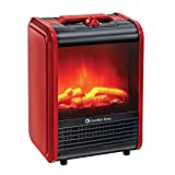 Comfort Zone CZFP1 Portable Fireplace Heater - Electric Freestanding Faux Fire Heaters - Realistic 3D Flame Effect with Ember Bed - Fan-Forced Heating Element, 2 Settings, Fan-Only Function - Red