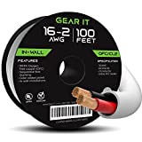 GearIT 16/2 Speaker Wire (100 Feet) 16AWG Gauge - in Wall Audio Speaker Wire Cable / CL2 Rated / 2 Conductors - OFC Oxygen-Free Copper, White 100ft