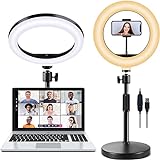 Selfie Ring Light with Stand and Phone Holder, 10'' Dimmable Desktop LED Circle Light for Laptop,Computer, Lighting Kit Gifts for Live Streaming/Laptop Video Conference/Chat/Makeup/YouTube/Tiktok/Vlog