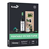 Koala Glossy Sticker Paper for Inkjet & Laser Printer, Printable Photo Sticker Paper, 100 Sheets 8.5x11 In Self-Adhesive Photo Paper for Scrapbooking, Brand Logo, Party Decor Stickers