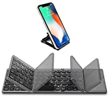 Samsers Foldable Bluetooth Keyboard with Touchpad Portable Wireless Keyboard with Stand Holder, Rechargeable Full Size Ultra Slim Pocket Folding Keyboard for Android Windows iOS Tablet & Laptop-Gray