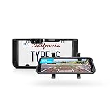 TYPE S | Portable Car License Plate Backup Camera Bluetooth Mirror with Solar Powered, Rearview Mirror, Split-Screen, Wireless Button Control, Extra Wide 160°, View in 720P for Truck, Car, SUV, Camper