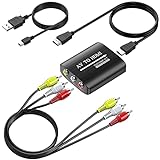 GINGIN RCA to HDMI Converter, 1080p/720p AV to HDMI Converter for TV/PC/N64/Wii/PS1/PS2/PS3/STB/Xbox/VHS/VCR/Blue-Ray DVD Players, with RCA and HDMI Cables