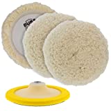 Dura-Gold 3 Pack of 8 Wool Hook & Loop Grip Buffing Pads with a 7' Flexible Edge Backing Plate - Compound Cutting, Polishing - Fits Auto Car Detailing Polisher Sanders - Paint, Boat