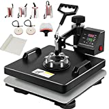 Dollate 15x15 Heat Press Machine 8 in 1 Bundle T Shirt Printing Swing Away Pressing Vinyl Sublimation HTV Hot Teflon Transfer Accessory Printer Combo by Tshirt,Hat,Tumbler,Plate,Mug,Cloth Maker 1400W