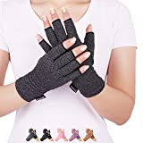 DISUPPO Arthritis Compression Gloves Relieve Pain from Rheumatoid, RSI,Carpal Tunnel, Hand Gloves Fingerless for Computer Typing and Dailywork, Support for Hands and Joints (S, Black)