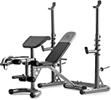Gold's Gym XRS 20 Adjustable Olympic Workout Bench with Squat Rack, Leg Extension, Preacher Curl, and Weight Storage