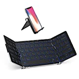 iClever BK05 Bluetooth Keyboard with 3-Color Backlight, Bluetooth 5.1 Multi-Device Foldable Keyboard with Aluminum Alloy Base for iOS Windows Android Tablets, Smartphones, Laptops, PC and More