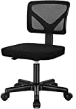 Ergonomic Home Office Desk Chair, Adjustable Armless Computer Chair with Lumbar Support, Small Mesh Task Chair with Backrest Swivel Rolling for Study, Office, Conference Room