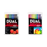 Tombow Dual Brush Pen Art Markers, Bright, 10-Pack Plus Dual Brush Pen Art Markers, Primary, 10-Pack