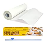 Katbite Heavy Duty Parchment Paper Roll for Baking, 15 in x 210 ft, 260 Sq.Ft Baking Paper with Slide Cutter, Easy to Cut & Non-stick Cooking Paper for Bread, Cookies, Air Fryer, Steaming, Grilling