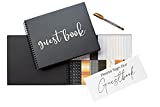 Wedding Guest Book Black Polaroid Album -Hardcover Photo Guestbook- Spiral Hardcover Book 10'x8” - Funeral, Bridal Shower, Baby Shower, Graduation Party, Registry Sign in with Marker, Stickers & Sign