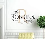 Personalized Family Name Wall Decals of Premium Vinyl stickers for Home and Wall Decor with Established Marriage Year and Monogram Initial - Custom Sizes and Colors Match the Theme of any Living Space