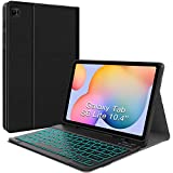 Backlit Keyboard Case for Samsung-Galaxy-Tab S6 Lite 10.4' 2022/2020, JUQITECH Galaxy Tab S6 Lite SM-P610/P613/P615/P619 Smart Tablet Cover Case with Detachable Wireless Keyboard S Pen Holder, Black