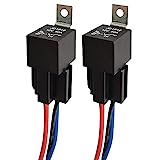 Gebildet JD1912 Car Relay Harness 12V 40A 4 Pin SPST Harness Sockets with Color-Labeled Wires for Automotive Truck Van Motorcycle Boat (Pack of 2)