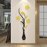 Hermione Baby 3D Vase Wall Murals for Living Room Bedroom Sofa Backdrop Tv Wall Background, Originality Stickers Gift, DIY Wall Decal Wall Decor Wall Decorations (Yellow, 59 X 23 inches)