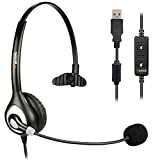 USB Headset with Microphone Noise Cancelling & Audio Controls, Computer Headphones for PC Laptop, Business, Home Office, Call Center, Skype, Zoom, Webinar, Clear Chat, Super Light
