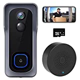 WiFi Video Doorbell Camera, XTU Wireless Doorbell Camera with Chime, 1080P HD, 2-Way Audio, Motion Detection, IP65 Waterproof, No Monthly Fees and 32GB SD Card Pre-Installed