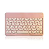 Ultra Slim Retro Bluetooth Keyboard for iPad,iPad Mini,iPad Air iPad Pro,iPhone,Windows Android Tablet Smartphone Compact Portable Rechargeable Wireless Keyboard(Pink)