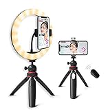 10'' Desk Ring Light Video Conference Lighting Kit for Laptop Computer Zoom Calls Meetings, Selfie Circle Lights Phone Table Stand with Bluetooth Shutter for iPhone Camera Photography Makeup