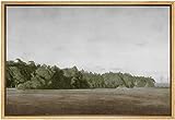 SIGNFORD Framed Canvas Wall Art Brown Meadow with Green Forest Landscape Wilderness Oil Painting Impressionism Traditional Scenic for Living Room, Bedroom, Office - 16x24 inches