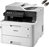 Brother MFC-L3770CDW Wireless Color All-in-One Laser Printer, Auto 2-Sided Printing, 3.7 Inch Color Touchscreen, Print Scan Copy, 30-Sheet Capacity, Bundle with JAWFOAL Printer Cable