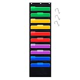 Headif Hanging File Folder Organizer, Over the Door/Wall Mounted 10 Organizer Storage Pocket Chart Perfect for Classroom Organization, School Pocket Chart, Office Paper Storage and Sorter, Home Filing