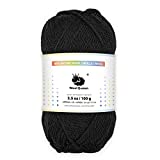 Wool Queen 80% Nature Wool Yarns, Black,3.5 OZ/121 Yards, Worsted Weight Yarn for Rug Punch, Pompom Art, Weaving, Crochet and Knitting Project. Machine Wash & Dry -HR2029