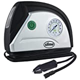 Slime 40050 Tire Inflator, Portable Car Air Compressor, with Analog 100 psi Dial Gauge, Long Hose and LED Light, 12V, 8 min Inflation