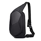 BANGE Sling Bag Waterproof Safe Protect Shell Crossbady Bag Backpack, Biking Hiking Travel Shoulder Bag (Black Large)