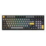 Akko Black&Gold 3098 98-Key RGB Hot-swappable Mechanical Gaming Keyboard, 2.4G Wireless/Bluetooth/Wired with PBT Double-Shot Keycaps for Mac & Win (3098B, Jelly White)