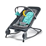 Summer 2-in-1 Bouncer & Rocker Duo (Gray and Teal) Convenient and Portable Rocker and Bouncer for Babies Includes Soft Toys and Soothing Vibrations