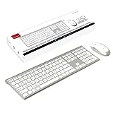 Macally Premium Bluetooth Keyboard and Mouse for Mac - Multi Device - Rechargeable Mac Wireless Keyboard and Mouse Combo (110 Keys) - Slim Bluetooth Keyboard Mouse for MacBook and iMac - Silver