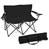 Trademark Innovations DB-SEAT Double Camp Chair, 31.5' H, Black