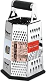 Utopia Kitchen Cheese Grater for Kitchen Stainless Steel 6-Sides - Easy to Use and Non-Slip Base