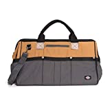 Dickies Work Gear 20-Inch Durable Canvas Work Bag for Painters, Carpenters, and Builders, Heavy-Duty Zipper, Reinforced Handles, Exterior Pockets, Shoulder Strap, Grey/Tan (57033)