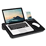 LapGear Home Office Lap Desk with Device Ledge, Mouse Pad, and Phone Holder - Black Carbon - Fits up to 15.6 Inch Laptops - Style No. 91588